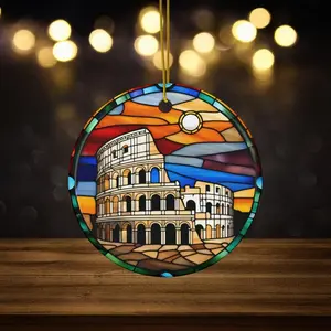 Colosseum Rome Ceramic Ornament – Faux Stained Glass Keepsake for Travelers