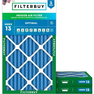 Filterbuy 16x25x2 Air Filter (3-Pack), Pleated MERV 13 Optimal Defense HVAC AC Furnace Air Filters (Actual Size: 15.50 x 24.50 x 1.75 Inches)