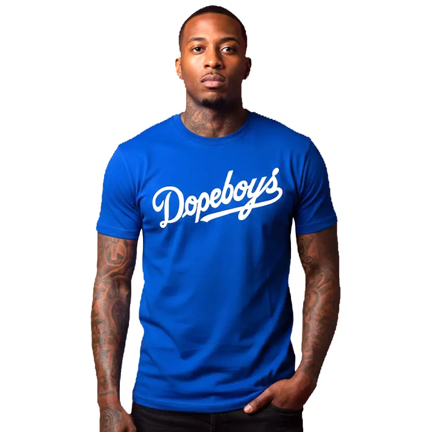 BLOCK112 Men's Dopeboys Short Sleeve Graphic T-Shirt, Oversized 90s Hip-Hop Streetwear in Vintage Washed Heavy Cotton, Top