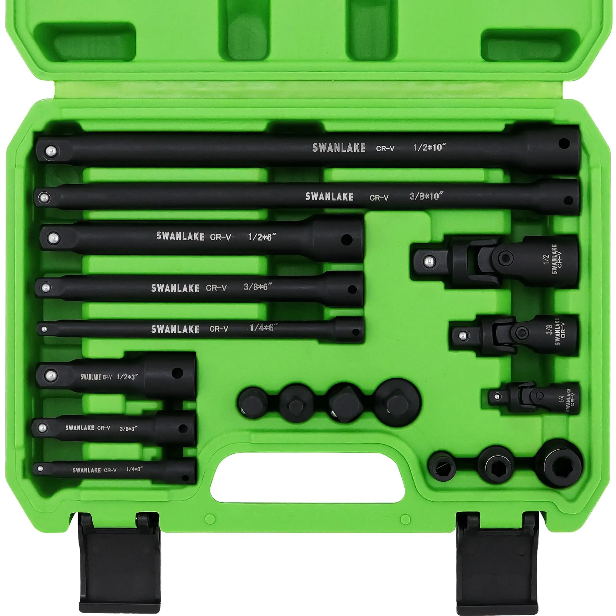 18-piece Impact Socket Extension Set Tools, Swivel Universal Joint, Deep 1/4", 3/8", 1/2" Drive Socket Adapter, Extension Bar, 3 Ratchet Coupler, CR-V Steel Alloy Corrosion-Resistant Mechanic extension handle christmas gift car home repair hand tool