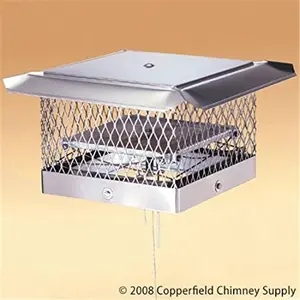 Lock-Top 9522 13 x 17 in. Stainless Steel Lock-Top II Chimney Cap-Damper, 0.62 in. Mesh