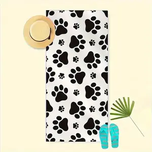 1pc Cute Paw Print Beach Towel, Quick-Dry Microfiber, Suitable for Beach, Pool, Camping, Perfect for Travel And Yoga, Machine Washable, Camping Accessory, Fun Design, Durable Fabric, Beach