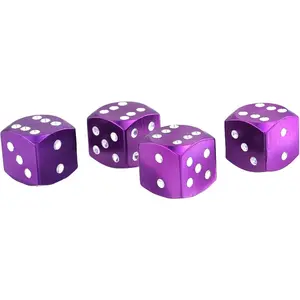 Dice Valve Stem Caps Car Wheels Valves Hole Cover Air Dustproof Cap Accessories Fit Most Vehicle Motorcycle Bike (4PCS Purple)