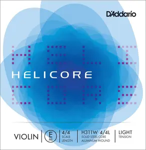 D'Addario Helicore Violin Single Aluminum Wound E String, 4/4 Scale, Light Tension