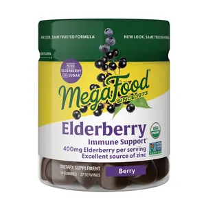 MegaFood Elderberry Immune Support Gummies- For Ages 4+. Delicious Berry flavor with Blueberries and Ginger. 54 Gummies MegaFood Elderberry Immune Support Gummies- For Ages 4+. Delicious Berry flavor with Blueberries and Ginger. 54 Gummies