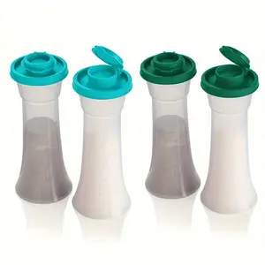 Wathet Blue 2pcs Plastic Salt and Pepper Shakers with Lids Large Moisture Proof Shaker Container Timer Covered Holder for Home Kitchen Restaurant Camping Seasoning Utensils