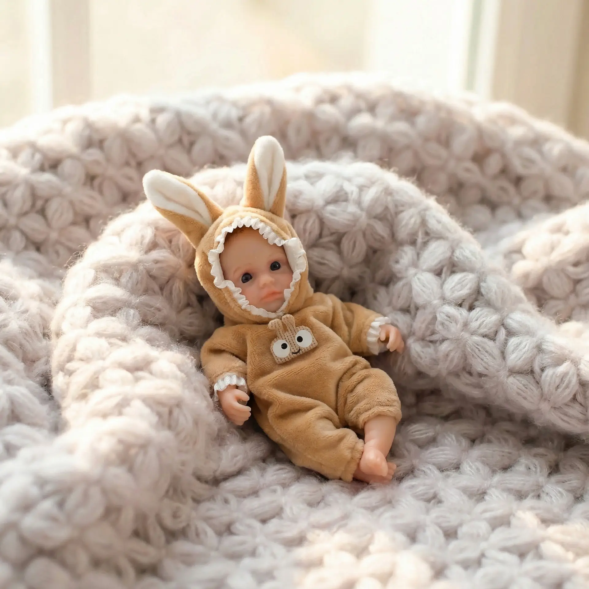 6-Inch Unisex Platinum Liquid Full Silicone Weighted Full Body Realistic Newborn Reborn Mini Baby Doll with Clothes Set, Kids' Nurturing Play Toy, Gift for Girls' Birthday Surprise & Ages 3+