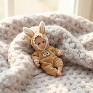 6 Inch Solid Silicone Baby Mini Dolls Full Body Realistic Newborn Reborn Baby Doll with Clothes Set Christmas Toy for Kids Ages 3+