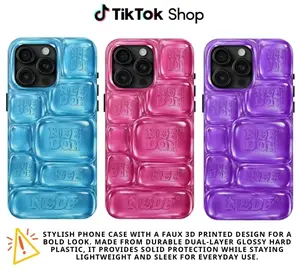 Bubble Style Printed 3D Effect Tough Phone Case, Cool Crush IceCube Phone Case, 3D Visual Printed Graphic Hard Phone Cover, Phone Accessories