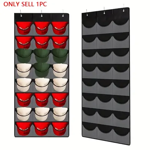 Hat Organizer Storage Bag for 18/24 Hats, Multi-Layer Hanging Hat Holder with 3 Hooks, 24 Deep Pockets for Baseball Caps, Space Saving Organizer, Organizer Storage Supplies, Space Saving Bags