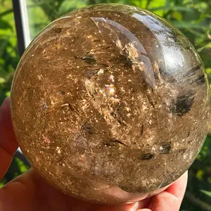 Smoky Quartz Jumbo Sphere - Approximately 108-109mm, 3.73 lbs, Unique Rainbow-Themed Decorative Sphere - Ornaments