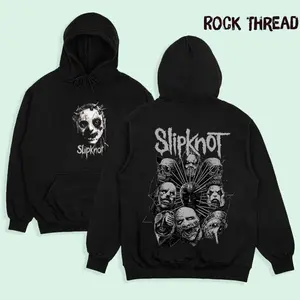 Retro Vintage Slipknot Hell Tour Rock Hoodie, Double Print Side 90s Records Rock Cotton T-shirt and Sweatshirt, Music Tour Merch Gift for Him Gift For Her Y2K Clothing