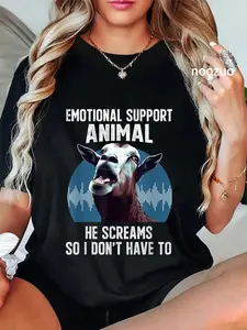 100% Cotton Screaming Goat Emotional Support Animal Goat Owner Raiser T-Shirt