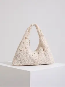 Hollow Floral Woven Bag Bohemian Beach Bag Beach Ready Holiday Casual Handbag, Random Pattern Design, Perfect for Summer & Travel Essentials