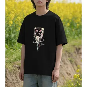 Streetwear Oversized Graphic T-Shirt with Dripping Smiley Face Print | Trendy Aesthetic Tee for Men | Soft & Breathable Cotton Fabric | Daily Wear, Casual Outfits, Gift Idea | Viral Urban Style funny adult humor apparel
