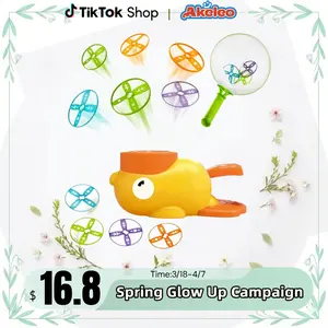 Flying Toys for Kids Ages 4-8 Frisbee Launcher Toys Outdoor Duck Stomping Game Backyard Activities Outdoor Butterfly Catching Toys Christmas Birthday Gifts for Boys and Girls with 8 Flying Discs 1 Duck Launcher 1 Trapnet and 1 Mask,Christmas gift