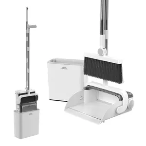 CleanMattix DustDock 3-in-1 Broom & Dustpan System with Adjustable Handles Foldable Dustpan for Compact Storage and Corner Reach Durable Construction for Daily Use