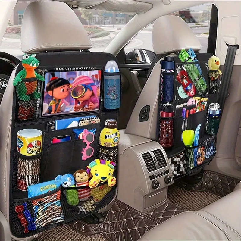 Car Back Seat, Seat Organizer, Car Storage Bag, Car Seat Protector Kick Proof, Toy Storage Bag, 600D Polyester Mesh Bag, Car Accessories, Auto Interior Accessories