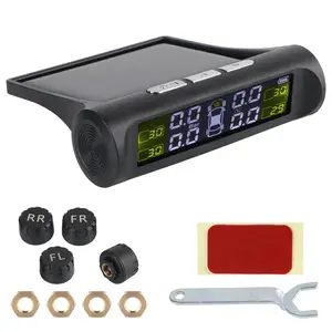 Solar Powered Car Tire Pressure Monitoring System, Digital LCD Display with 4 External Sensors, Tire Diagnostic Tools Kit, Vehicle Accessories, Auto Parts