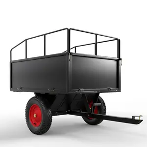 Garvee Heavy Duty ATV Trailer Tow Behind Steel Dump Cart, 750 lbs Capacity, 17 Cubic Feet Utility Yard Garden Trailer with Removable Sides and All Terrain Tires for Lawn Mower and Tractor