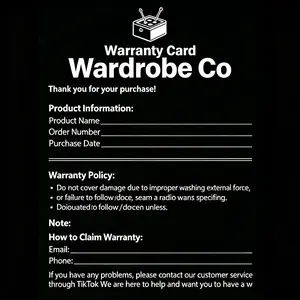 Wardrobe Co Limited Warranty Card - Premium Protection For Your Men’s Apparel Purchase