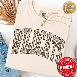 Comfort Colors Wildcats Retro Camo Shirt, College Football Gameday Tee, School Spirit Tee