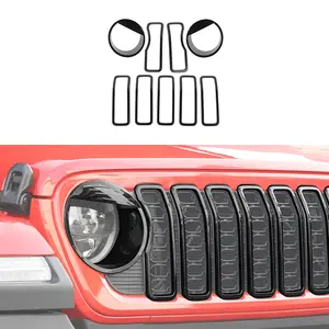 For 2024+ Jeep Wrangler JL/Gladiator JT Front Grille Trim Ring & Angry Bird Headlight Cover