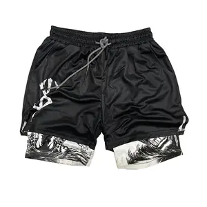 Anime Performance Shorts Summer Double Layer Beach Pants Fitness Training Pant Sports