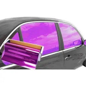 Reflective Car Window Tint Film - One Way Window Mirror Glass Shield Automotive Tinting Sun Blocking Anti UV Heat Control for Car SUV Truck Tractor Boat House (Purple, 17.5" x 10')