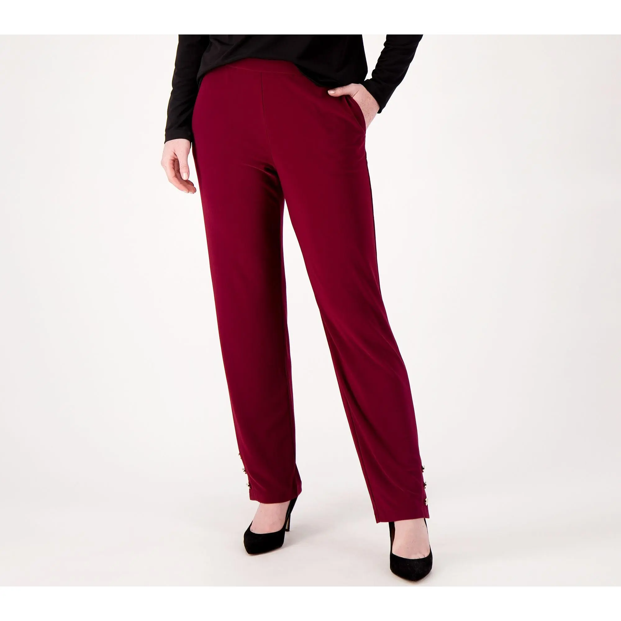 Dennis Basso Regular Italia Knit Straight Leg Pants