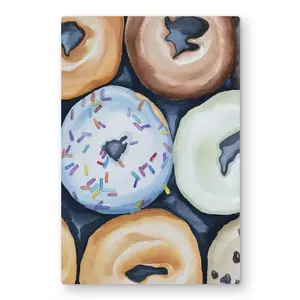 Begin Home Decor C1MP24363CX1KB 24 x 36 in. Watercolor Doughnuts with Icing Wall Art - Blue Gastronomy Metal Print