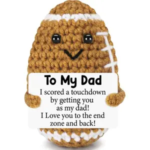 Father's Day Gift Dad Gifts from Daughter Son Wife, Positive Handmade Crochet Fathers Day Birthday Gift for Dad, Funny Cute Small Gifts for Dads, I Love You Papa Easter Gift Idea, Unique Football Doll for Step-Dads
