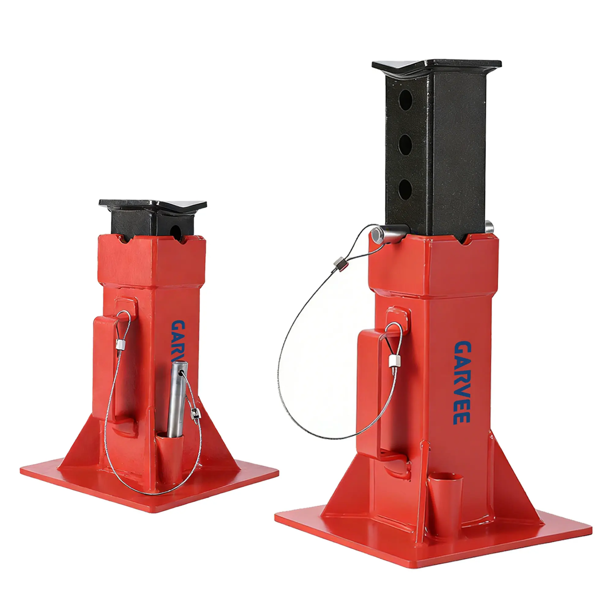 Garvee Heavy Duty 12 Ton Pin Lock Jack Stands, 2 Pack - Adjustable Height 11-18.5 Inch - Quick-Release Pin-Style, Wide Base, Professional Support for Trucks, RVs, Trailers, Automotive Garage Use - Red & Blue
