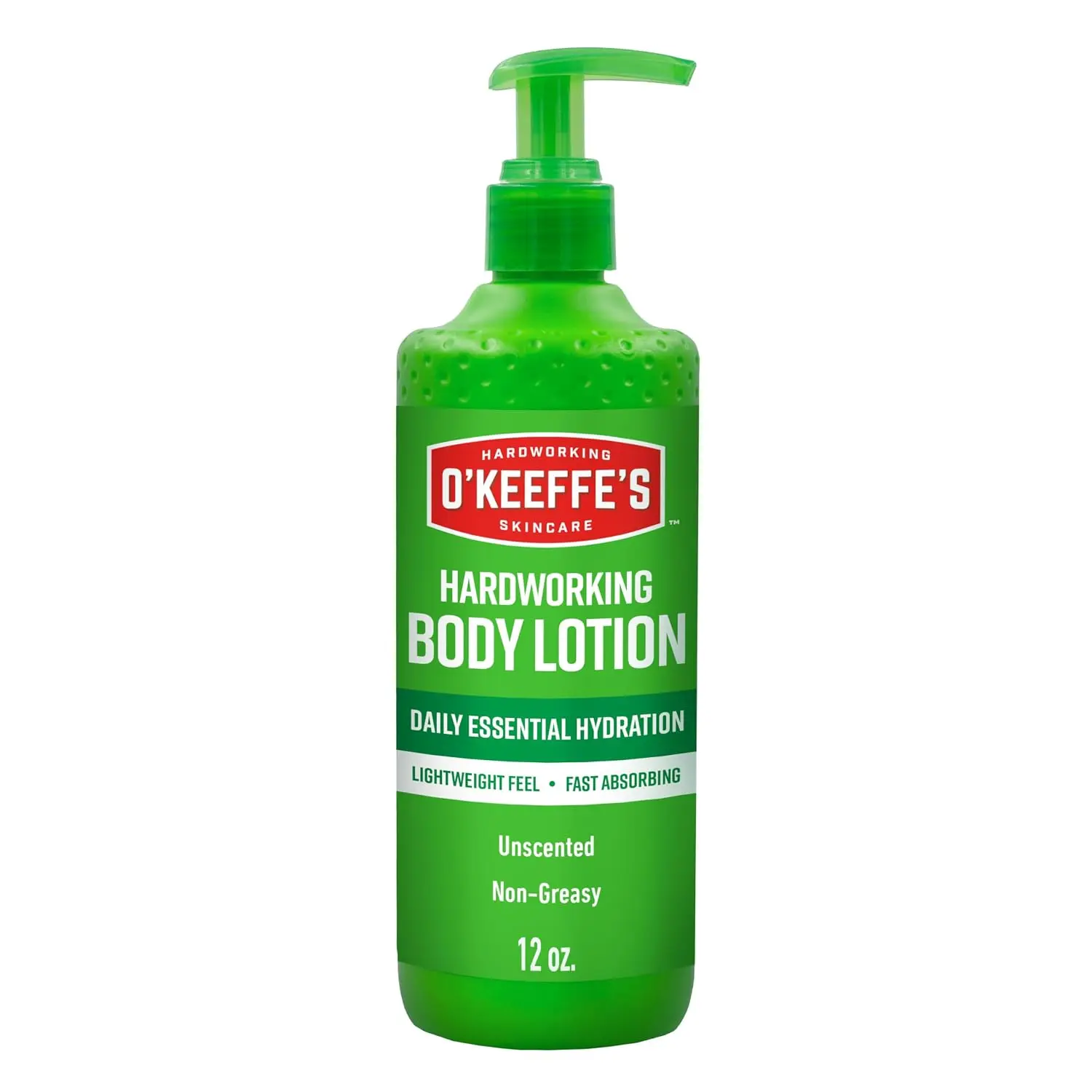 O'Keeffe's Hardworking Body Lotion, 12 oz Pump Bottle, Fragrance-Free Formula - Deep Hydration for Extremely Dry Skin, Non-Greasy, Hypoallergenic, Fast-Absorbing