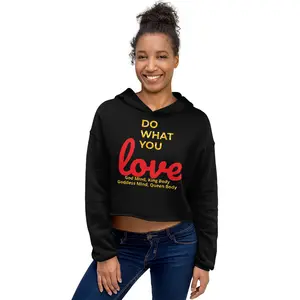 Women's Crop Hoodie in Comfortable Fleece Fabric god tshirt Fashion Womenswear