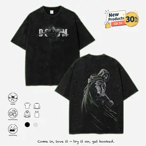 Men's Doctor Doom Avengers Graphic Tee - Vintage Washed Heavy Cotton Oversized Basic Casual Tshirt, Double Printed Supervillain Comic Movie Streetwear, Unisex Menswear Fabric Top, S-5XL
