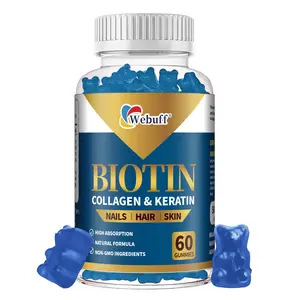 Biotin Gummies Strawberry Flavor – Daily Vitamin Supplement for Adults – Vegan, Gluten-Free – 60 Count