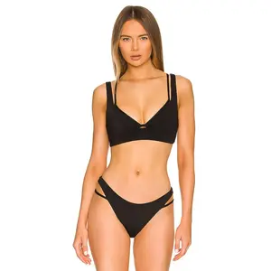 JONATHAN SIMKHAI Dani Strappy Bikini Top in Black