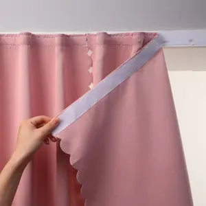 1pc Simple Solid Color No-Drill Magic Tape Curtains, Bedroom Window Half-Shade Sunscreen Easy Installation Drapes, 1 Piece