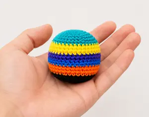Colorful Crochet Footbag Set – 3PCS Knitted Kick Balls for Kids & Adults, Handmade Toss Bags for Playground, Parties & Travel