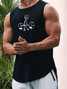 Men's Summer Fashion Gym Muscle Tank Top, Breathable Sweat-Wicking Loose Fit Sleeveless Quick-Dry Basketball Shirt