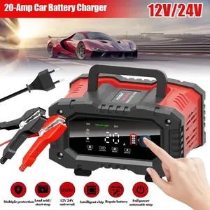 20 Amp Car Battery Charger, 12V/24V Smart Automatic Battery with Pulse Repair Function, Automotive 7-Stage Charging Battery Maintainer, Trickle Charger