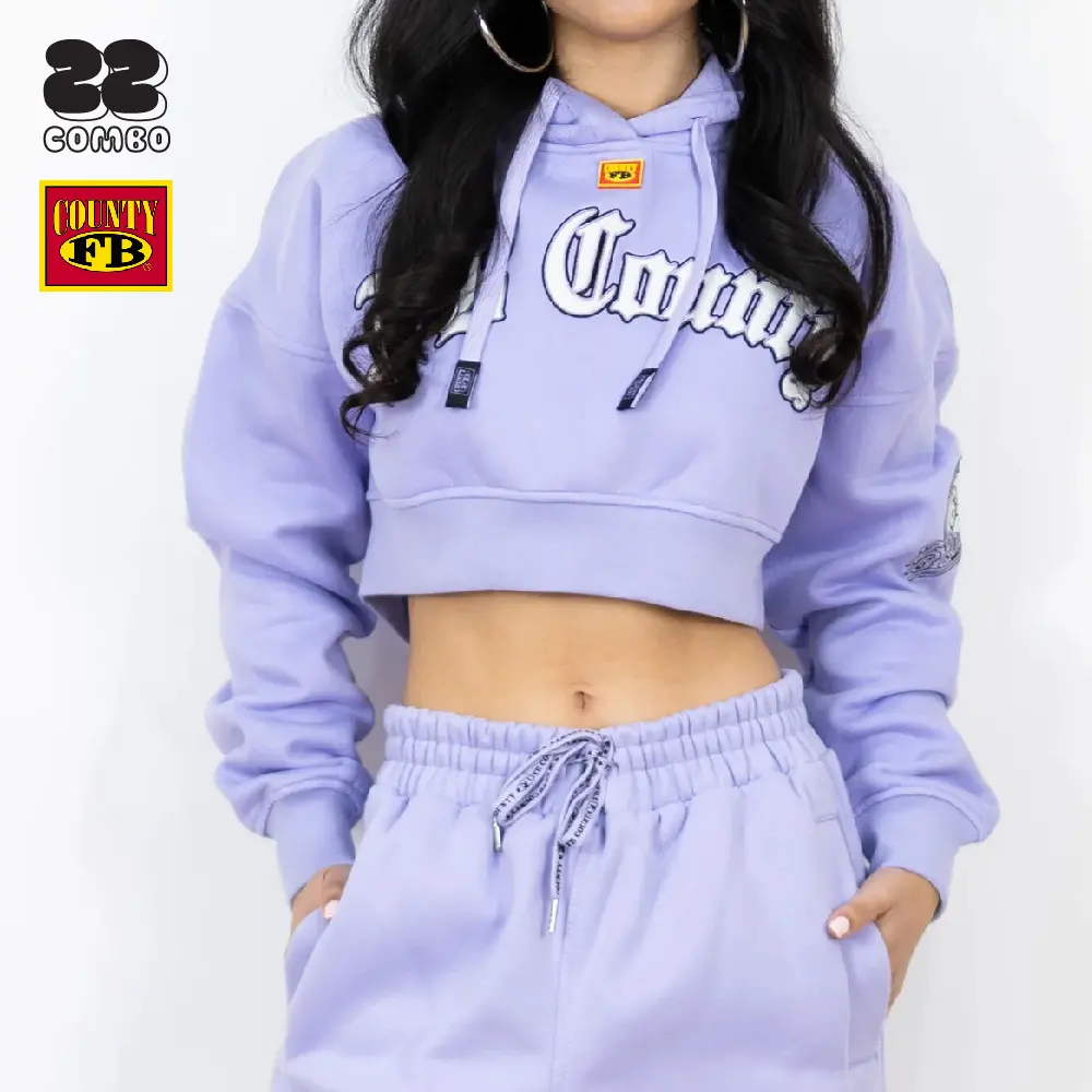 FB COUNTY Women's Old School Cropped Hoodie FBCOUNTY Hooded Fleece Sweatshirts Casual Sweatshirt Hip Hop Stylish Big and Tall (S to 3XL)