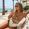 Women's Colorblock Hollow-Out One-Piece Summer Swimsuit for Beach Swimming Bathing Suit