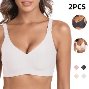 FZD 1/2PCS EssElegance Women Comfortable Push Up Bras Wireless Seamless Full Coverage Bra Convertible Bra Buttery Soft Everyday Comfortable Tshirt Underwear TK101 Dealsforyoudays