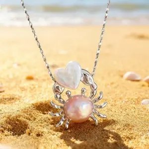 Exquisite Crab & Pearl Pendant Necklace — A Fine Jewelry Gift for Cancers, Beach Lovers, Birthdays, and Anniversaries