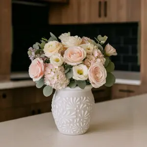 traditional Mexican Large Cántaro Diseño Flor | White