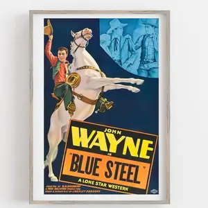 Vintage John Wayne Blue Steel poster, Movie Poster, Country Western Wall Decor, Home Decor, Cowboy Culture Art, Americana, Hollywood
