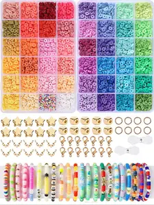 4800pcs Polymer Clay Bead Set for Bracelets & Necklaces, DIY Jewelry Making Kit, Random Print, Perfect Gift for Beginners