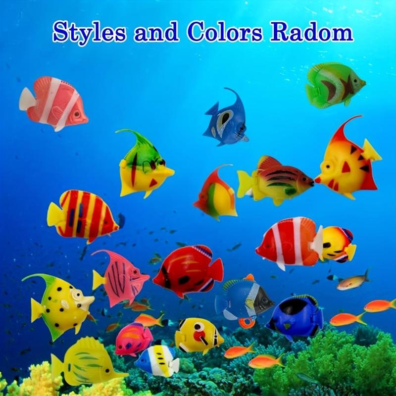 Random Color & Styles Artificial Fish Tank Decoration, 6 Counts Simulation Floating Fish, Aquarium Landscape Decorations, Aquarium Building Set